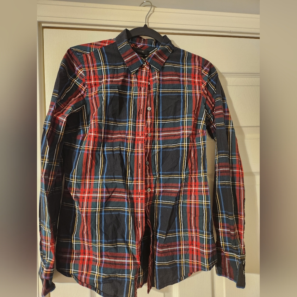 J Crew Plaid Perfect Shirt in size 6T